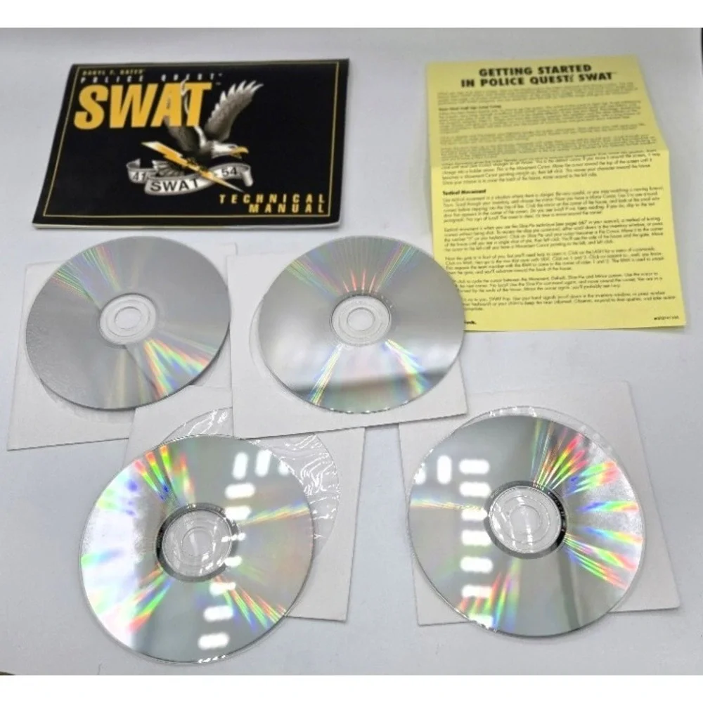 Daryl F Gates Police Quest SWAT PC‎ 1995 4-Disc Set with Manuals Sierra On-Line
